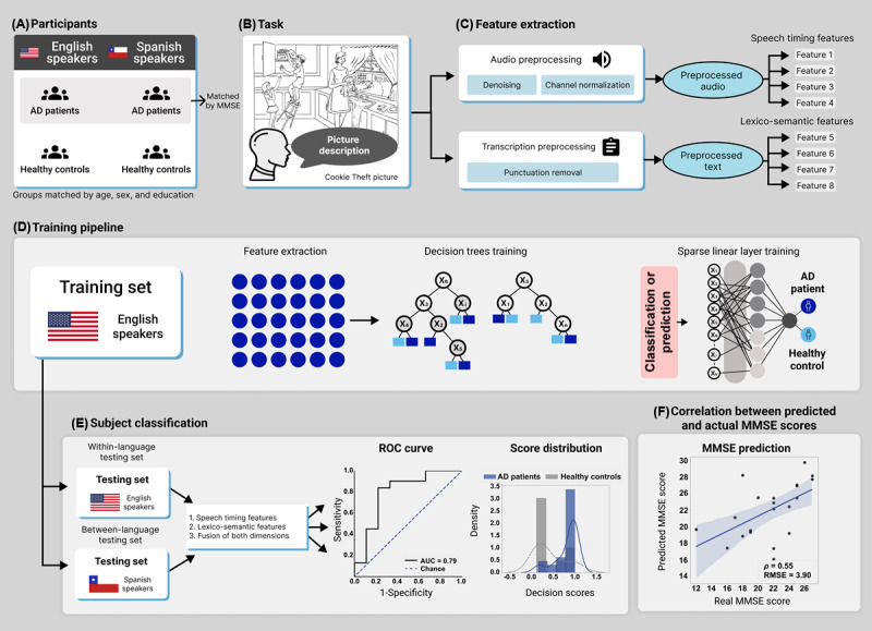 Study design figure for automated speech markers of Alzheimer dementia
